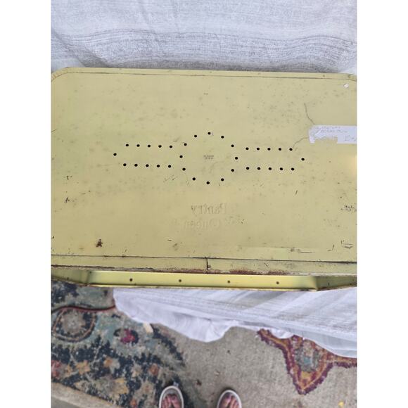 Mid-Century Yellow Enamel & Chrome Bread Box Drop-Front Door Vintage - Picture 6 of 8